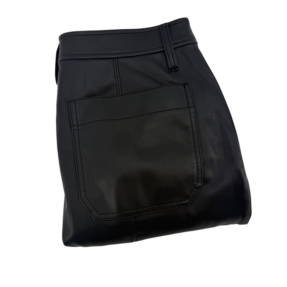 Madewell Black Faux Vegan Leather Seamed Wide Leg Cropped Pants 29 High Rise